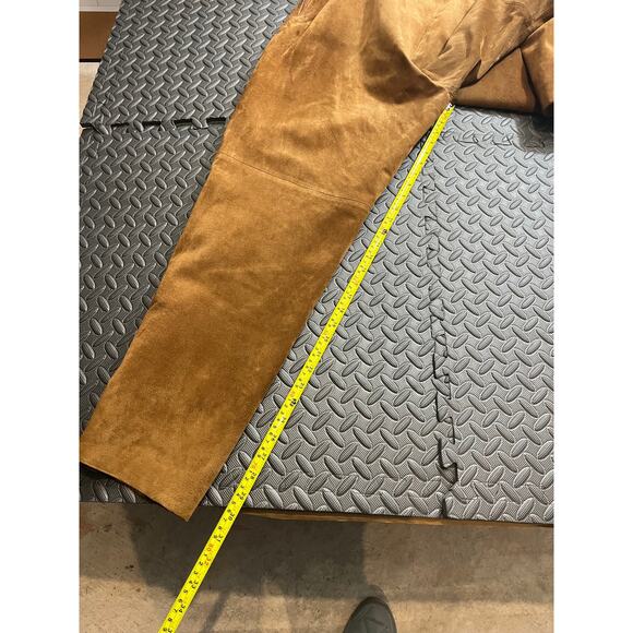 Vintage Jones New York Country Western Genuine Suede Leather Brown Pants size 16 - Picture 8 of 9